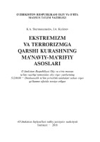 1. Ekstremizm va terrorizmga qarshi kurashning manaviy-marifiy asoslari 2018