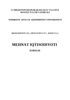 O`ZBЕKISTON RЕSPUBLIKASI OLIY VA O`RTA MAXSUS TA'LIM VAZIRLIGI
